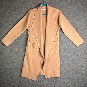 Aanrabess Womens Long Knit Open Front Cardigan Size Medium Draped Shawl Collar‎